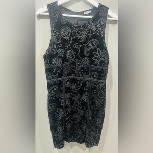 Free People Womens Burnout Babe Velvet Bodycon Dress Black Sleeveless Paisley S